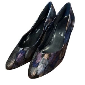 Vintage 80s 90s TENDER TOOTSIES heels pumps metallic prom party lamé retro US9.5